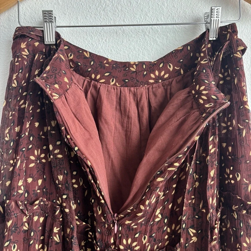 NWT Cleobella Organic Skirt Zadia Block Print Red Cream Floral Lined Maxi M